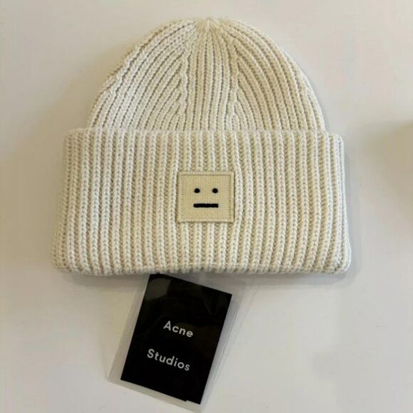 Acne Studios Smile Face Wool White Bernie Hat - Picture 1 of 4